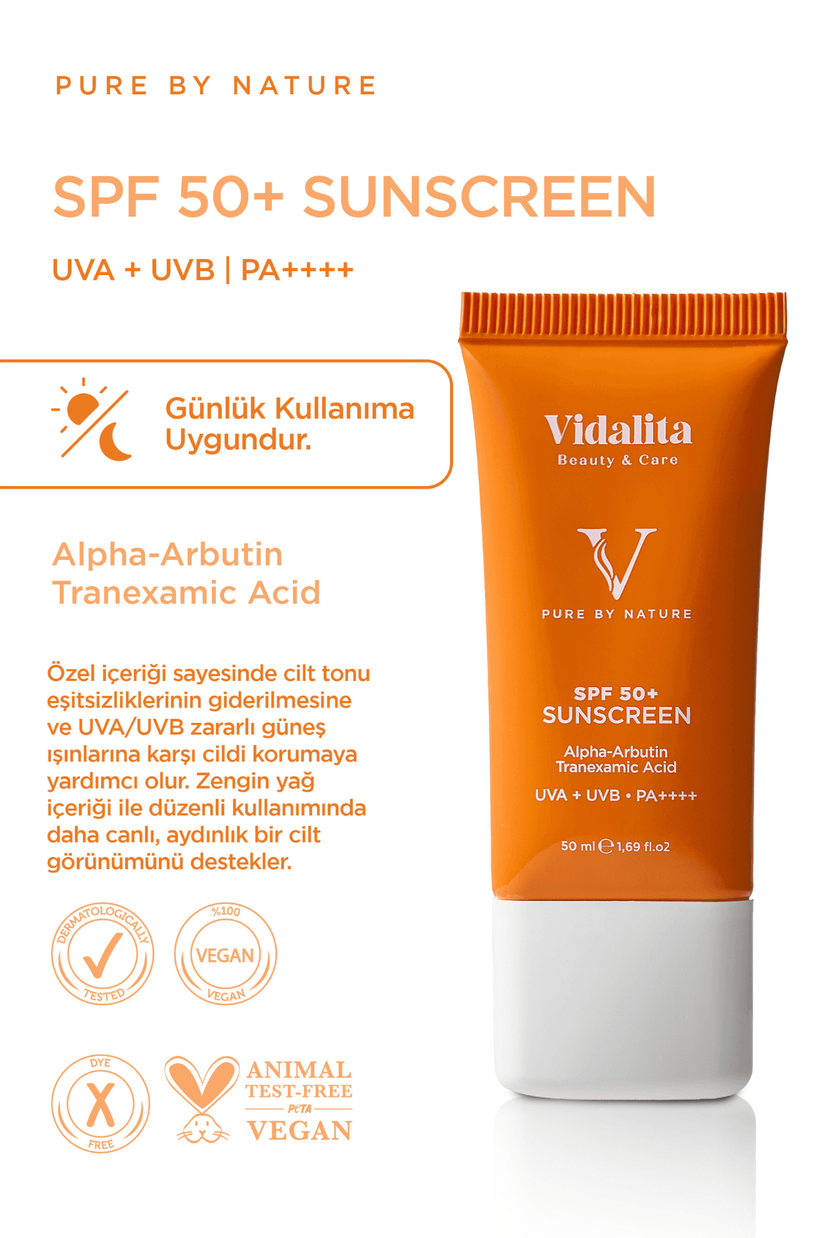 VIDALITA Quyoshdan himoyalovchi krem SPF 50+